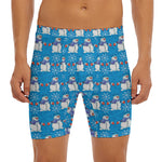 Winter Snowman Pattern Print Men's Long Boxer Briefs