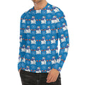 Winter Snowman Pattern Print Men's Long Sleeve Rash Guard