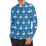 Winter Snowman Pattern Print Men's Long Sleeve Rash Guard