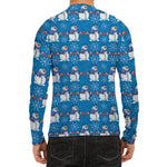 Winter Snowman Pattern Print Men's Long Sleeve Rash Guard