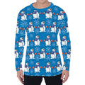 Winter Snowman Pattern Print Men's Long Sleeve T-Shirt