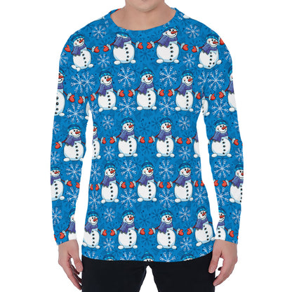 Winter Snowman Pattern Print Men's Long Sleeve T-Shirt