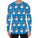 Winter Snowman Pattern Print Men's Long Sleeve T-Shirt