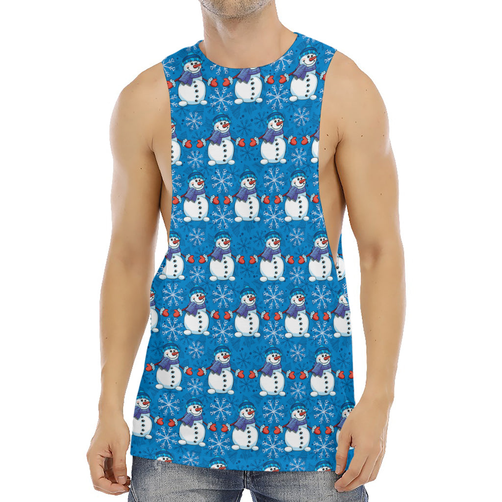 Winter Snowman Pattern Print Men's Muscle Tank Top
