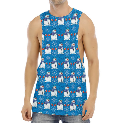 Winter Snowman Pattern Print Men's Muscle Tank Top