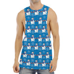 Winter Snowman Pattern Print Men's Muscle Tank Top