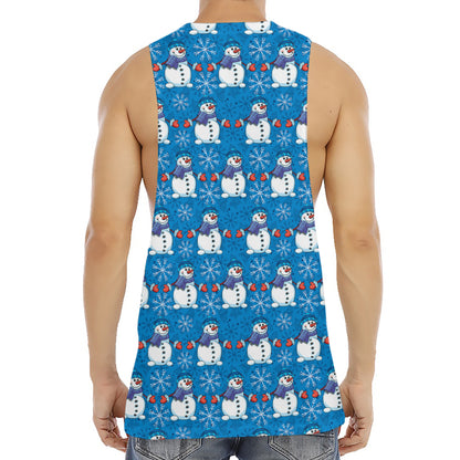 Winter Snowman Pattern Print Men's Muscle Tank Top
