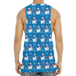 Winter Snowman Pattern Print Men's Muscle Tank Top