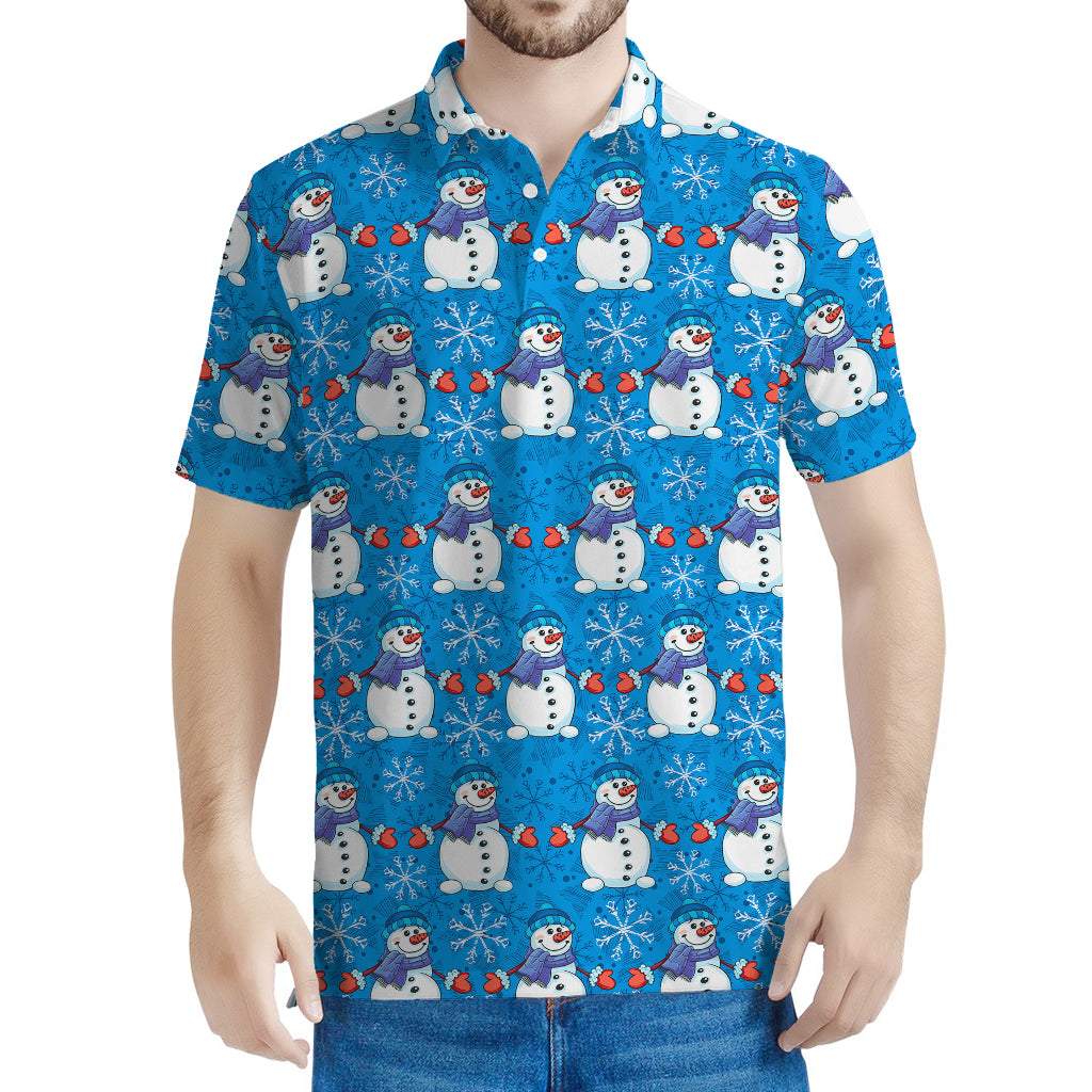 Winter Snowman Pattern Print Men's Polo Shirt