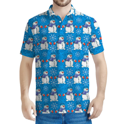 Winter Snowman Pattern Print Men's Polo Shirt