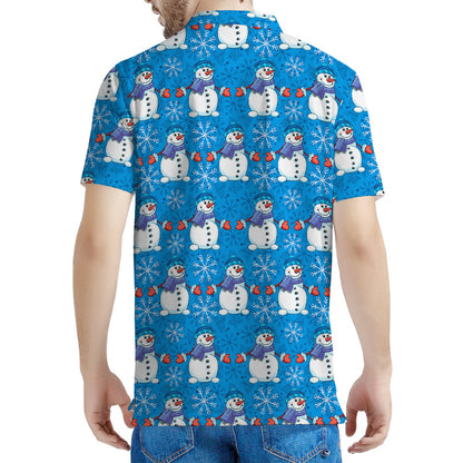 Winter Snowman Pattern Print Men's Polo Shirt