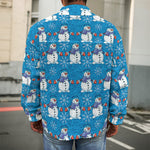 Winter Snowman Pattern Print Men's Shirt Jacket