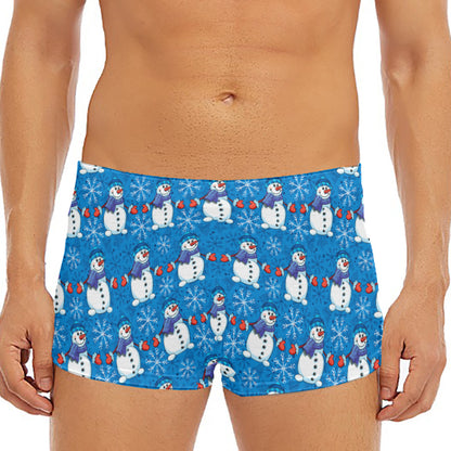 Winter Snowman Pattern Print Men's Short Boxer Briefs