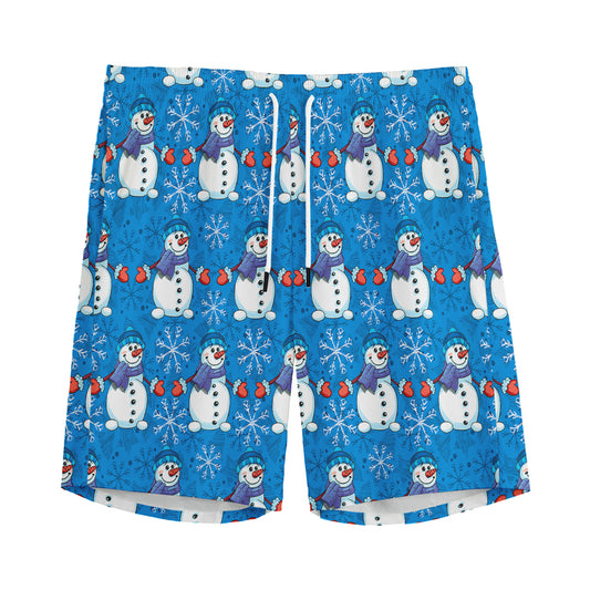 Winter Snowman Pattern Print Men's Sports Shorts