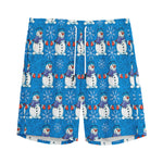 Winter Snowman Pattern Print Men's Sports Shorts