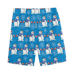 Winter Snowman Pattern Print Men's Sports Shorts