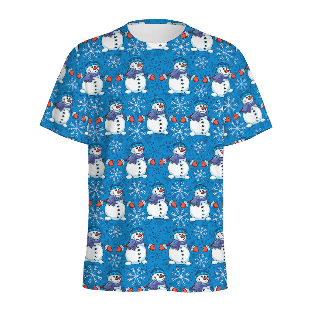 Winter Snowman Pattern Print Men's Sports T-Shirt