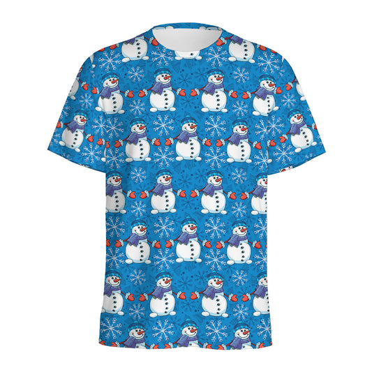 Winter Snowman Pattern Print Men's Sports T-Shirt