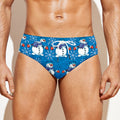 Winter Snowman Pattern Print Men's Swim Briefs