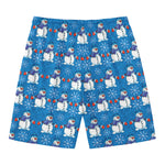 Winter Snowman Pattern Print Men's Swim Trunks