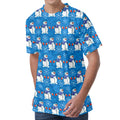 Winter Snowman Pattern Print Men's Velvet T-Shirt