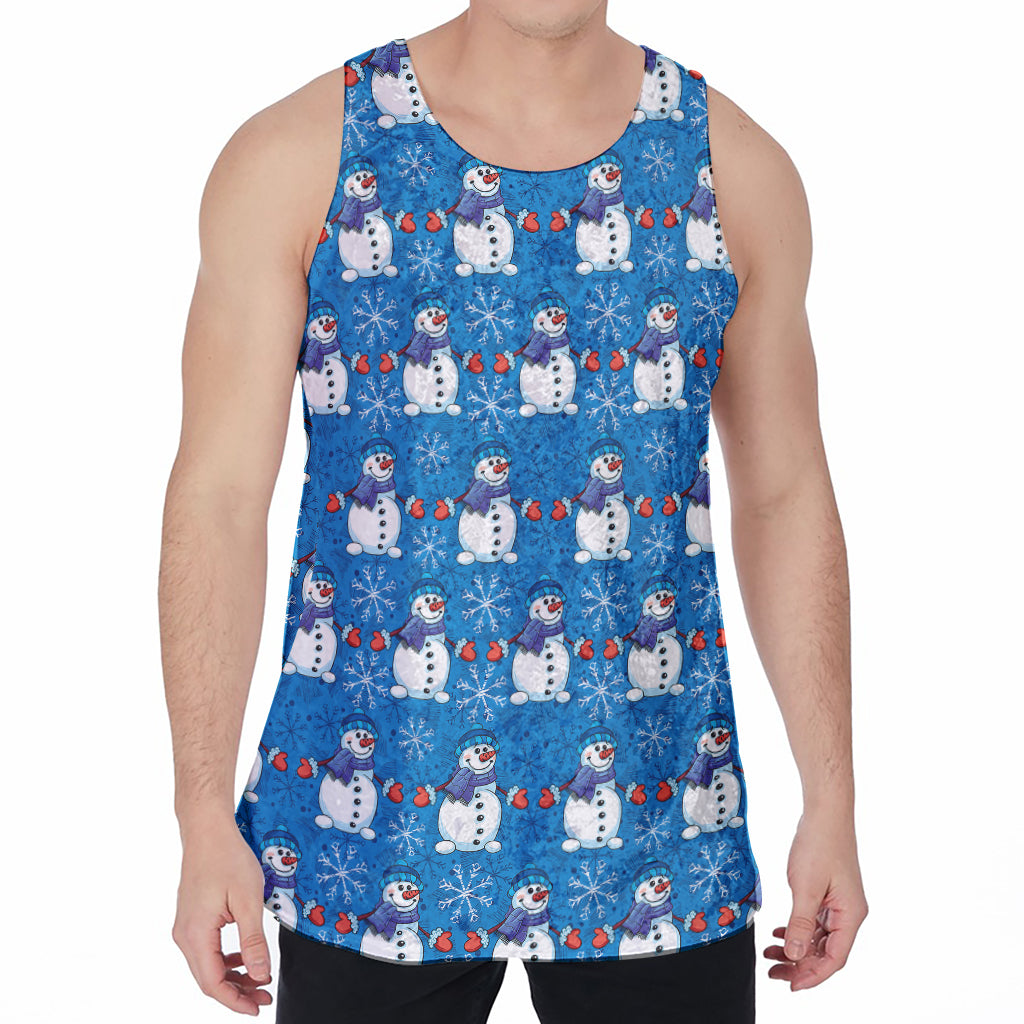 Winter Snowman Pattern Print Men's Velvet Tank Top