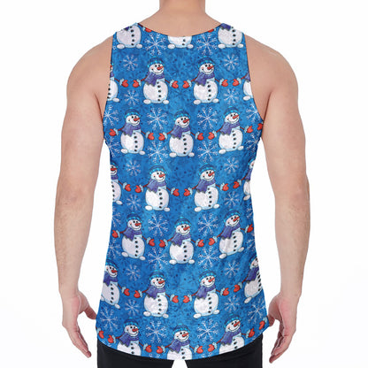 Winter Snowman Pattern Print Men's Velvet Tank Top