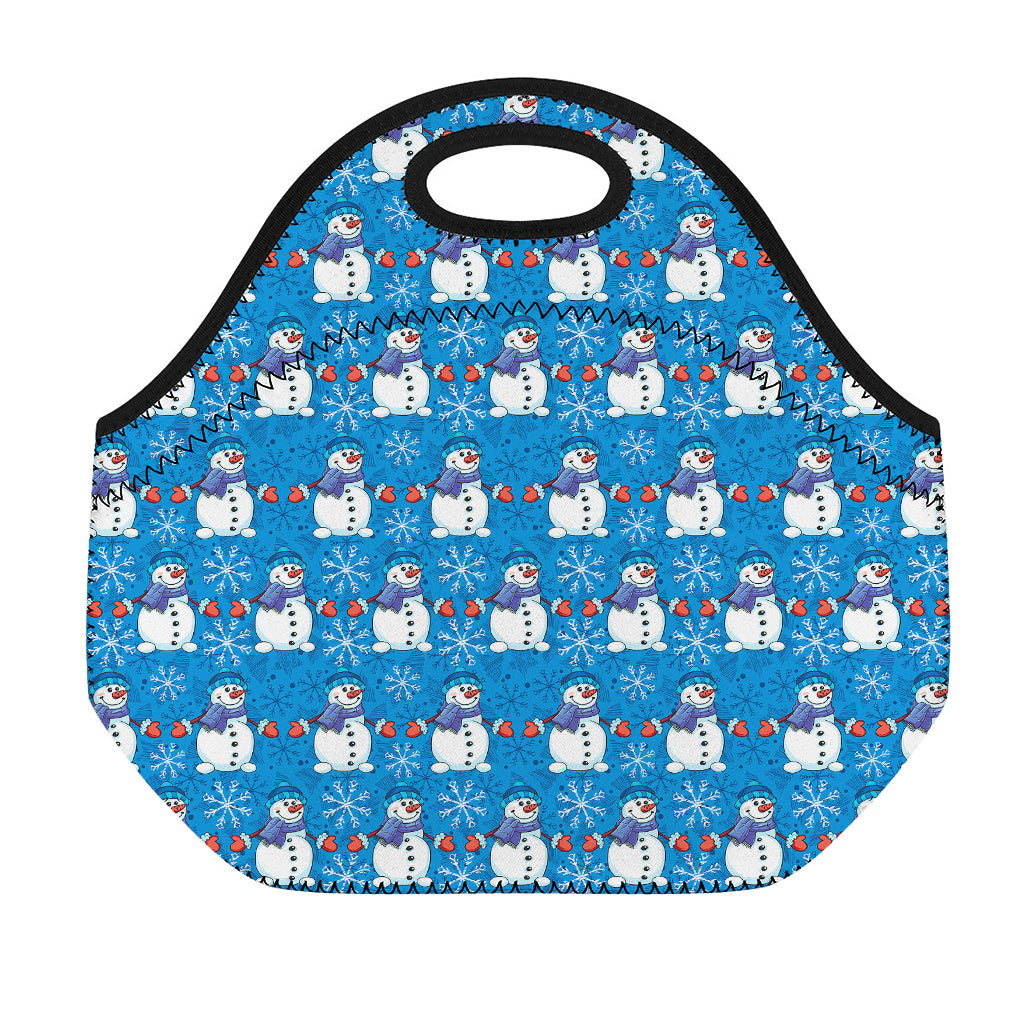 Winter Snowman Pattern Print Neoprene Lunch Bag