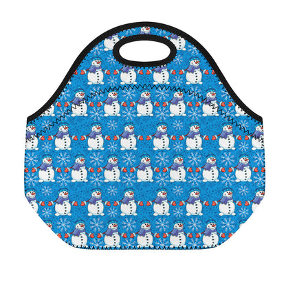 Winter Snowman Pattern Print Neoprene Lunch Bag