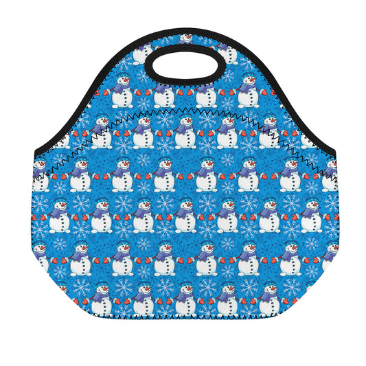 Winter Snowman Pattern Print Neoprene Lunch Bag