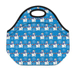 Winter Snowman Pattern Print Neoprene Lunch Bag