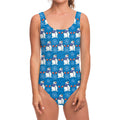 Winter Snowman Pattern Print One Piece Swimsuit