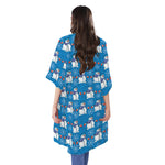 Winter Snowman Pattern Print Open Front Beach Cover Up