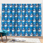 Winter Snowman Pattern Print Pencil Pleat Curtains