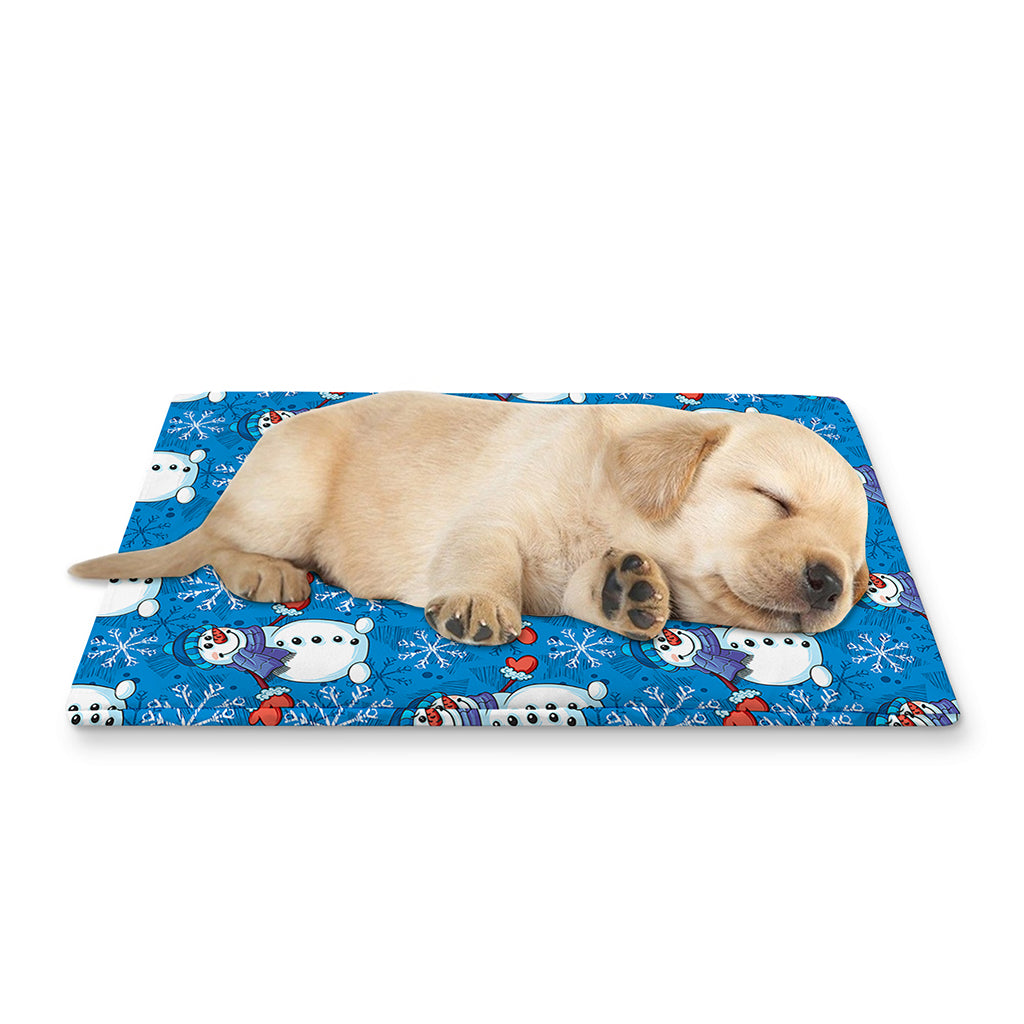 Winter Snowman Pattern Print Pet Cooling Mat Cover