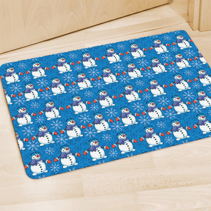 Winter Snowman Pattern Print Polyester Doormat