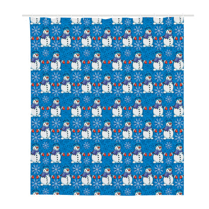 Winter Snowman Pattern Print Polyester Shower Curtain