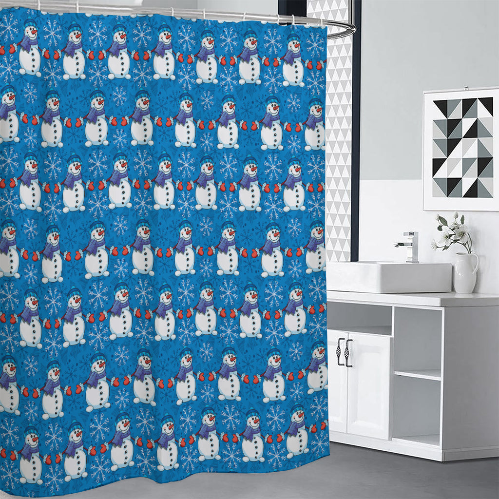 Winter Snowman Pattern Print Premium Shower Curtain