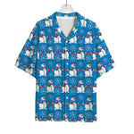 Winter Snowman Pattern Print Rayon Hawaiian Shirt
