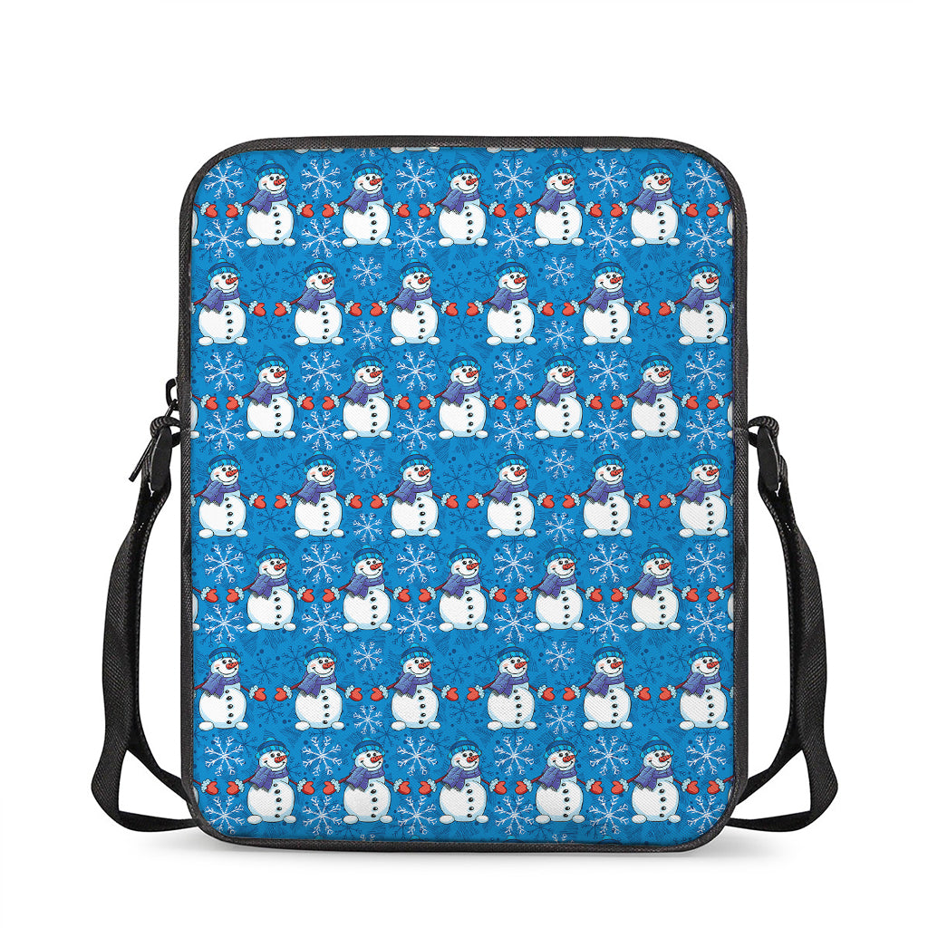 Winter Snowman Pattern Print Rectangular Crossbody Bag