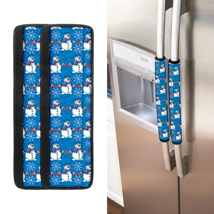 Winter Snowman Pattern Print Refrigerator Handle Covers