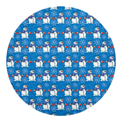 Winter Snowman Pattern Print Round Blanket