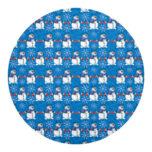 Winter Snowman Pattern Print Round Blanket