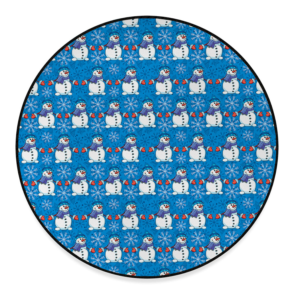 Winter Snowman Pattern Print Round Floor Mat