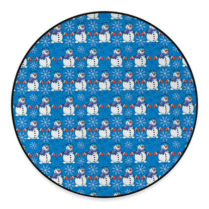 Winter Snowman Pattern Print Round Floor Mat