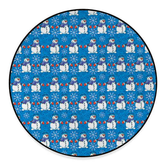Winter Snowman Pattern Print Round Floor Mat