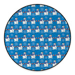 Winter Snowman Pattern Print Round Floor Mat