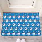 Winter Snowman Pattern Print Rubber Doormat