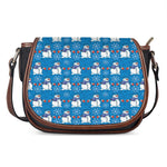 Winter Snowman Pattern Print Saddle Bag