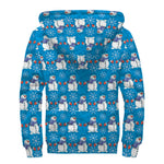 Winter Snowman Pattern Print Sherpa Lined Zip Up Hoodie